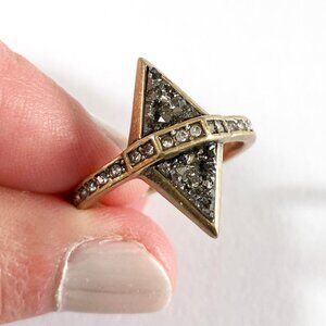 Gold and Black Chloe + Isabel Gold Amulet Ring SIZE: 9